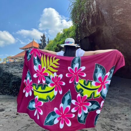 Pareo with Floral Design in Maroon Color by darabali