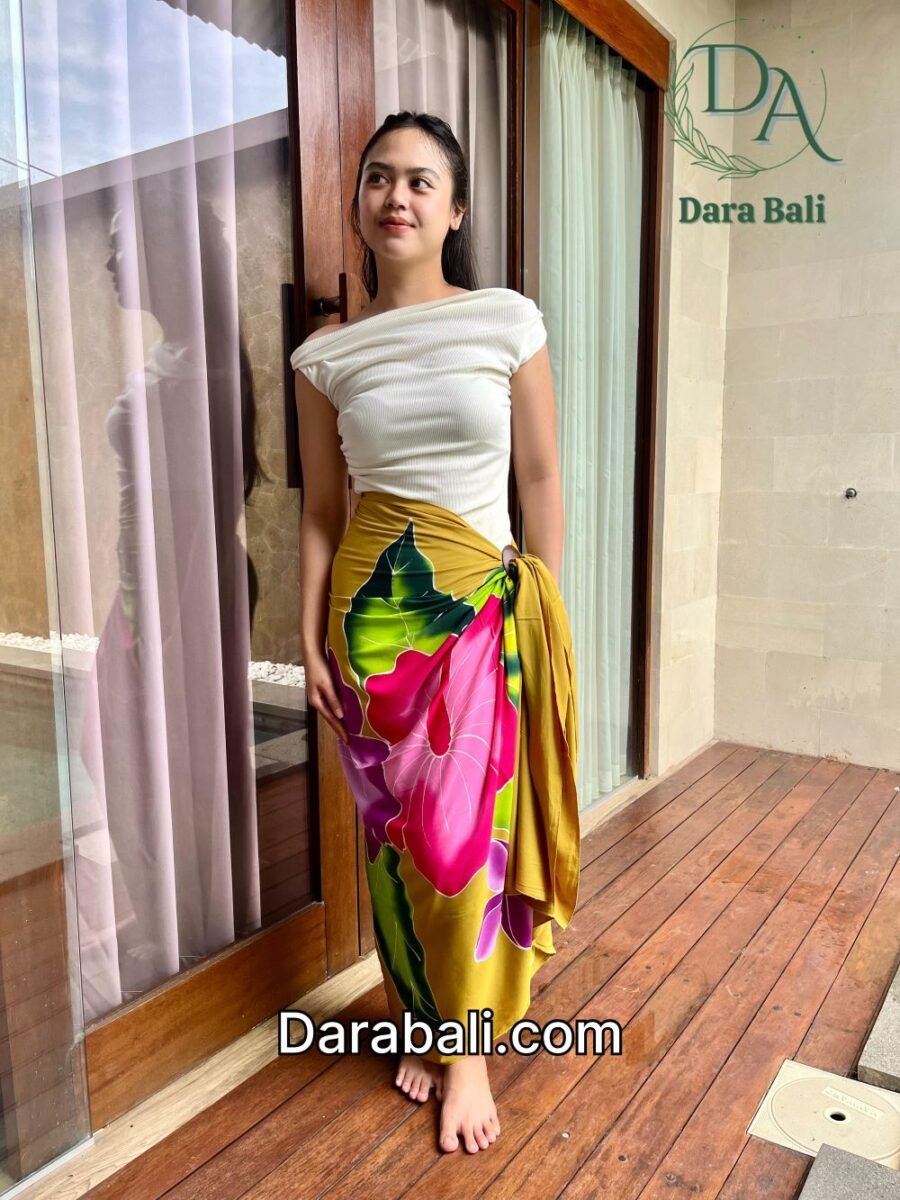 Hand Painted Sarong With Hisbiscus Flowers by Darabali