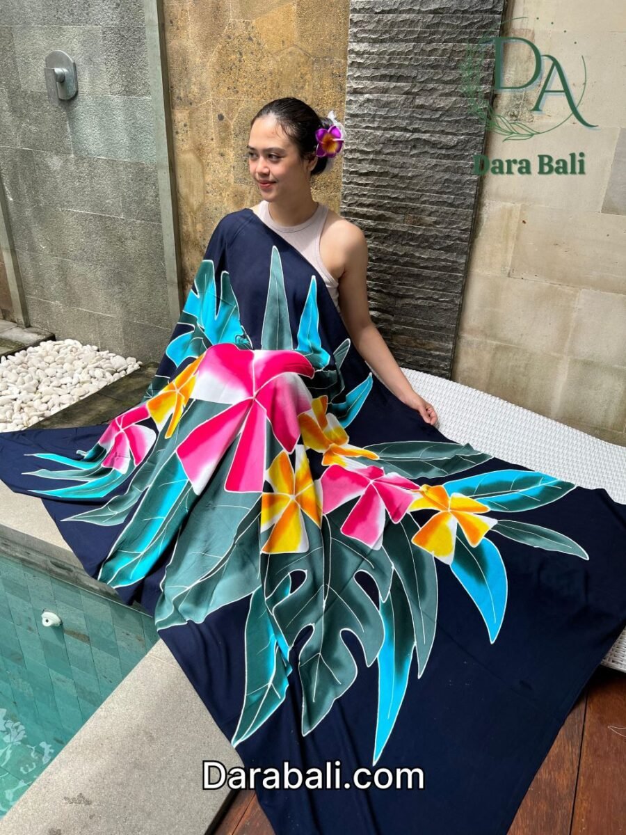 Hand Painted Sarong with Flowers Design by Darabali