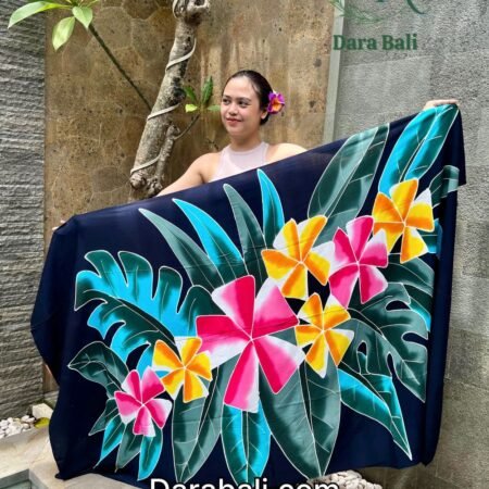Hand Painted Sarong With Flowers Design By Darabali