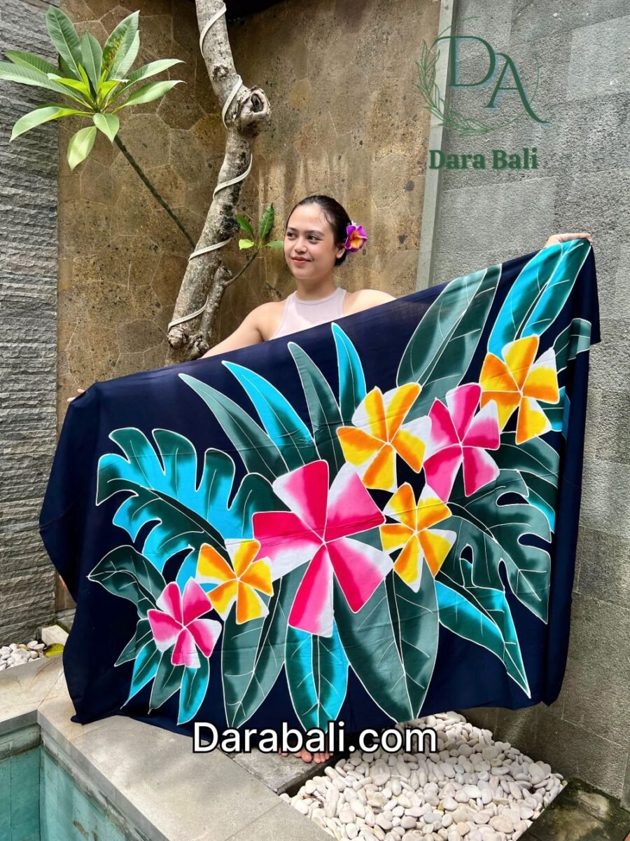 Hand Painted Sarong With Flowers Design By Darabali