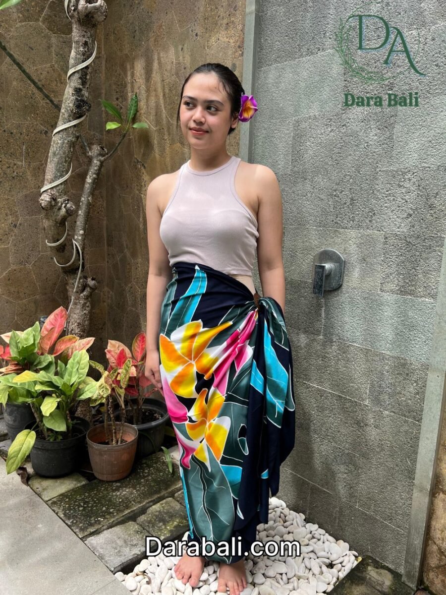 Hand Painted sarong With Flowers Design By Darabali
