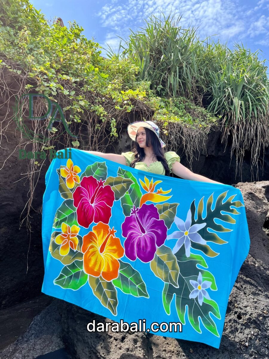 Hand Painted Lavalava with Floral Design by Darabali