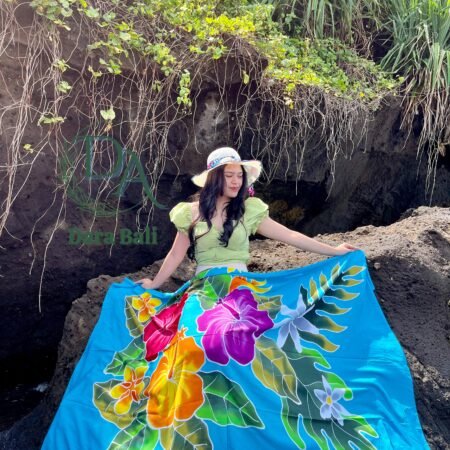 Hand Painted Lavalava with Floral Design by Darabali