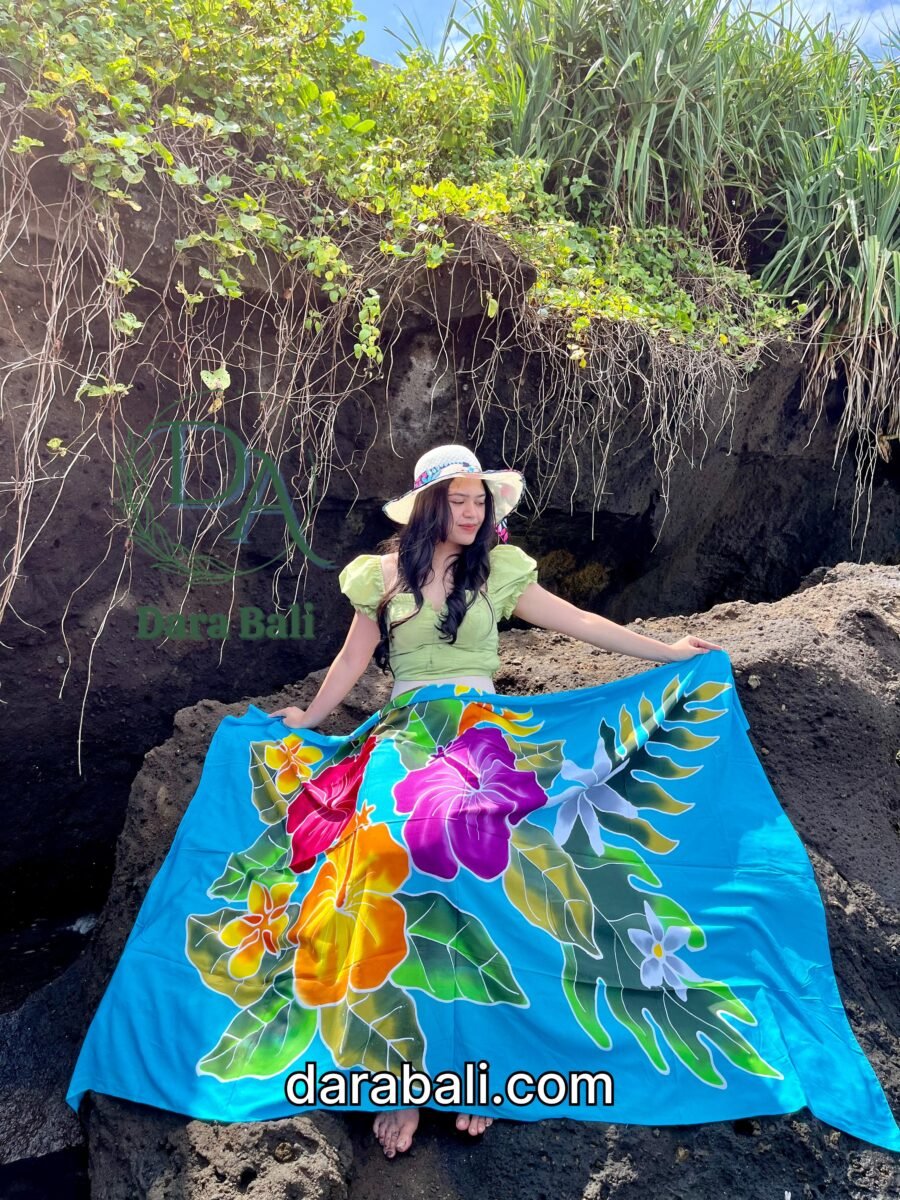 Hand Painted Lavalava with Floral Design by Darabali