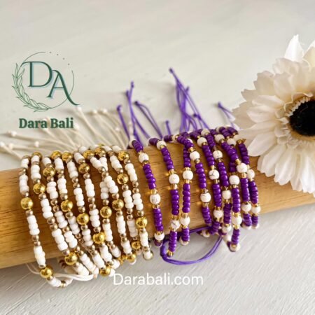 Bead Bracelet Color White and Purple by Darabali