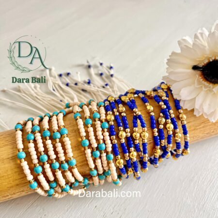 Bead Bracelet color Dark Blue and Cream by Darabali