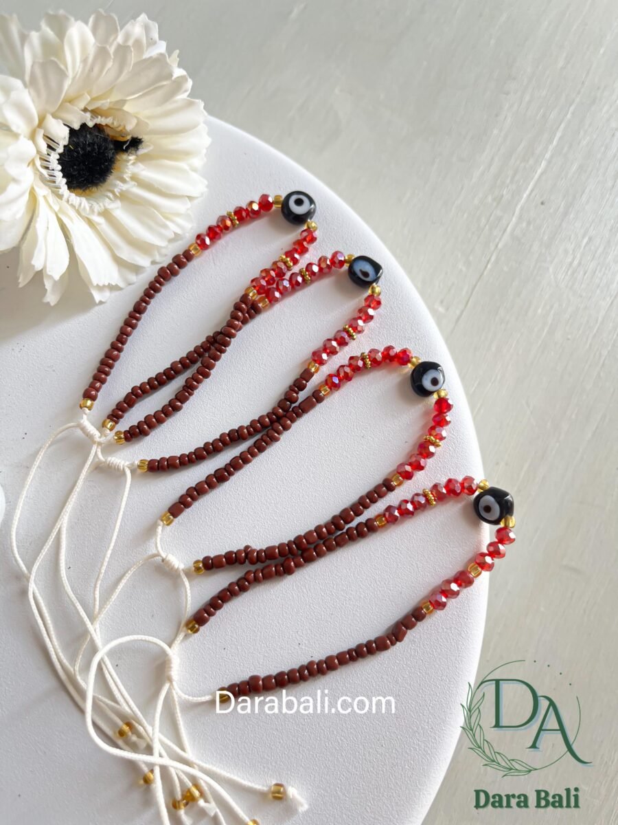 Cat Eye Color Red and Brown Beads by Darabali